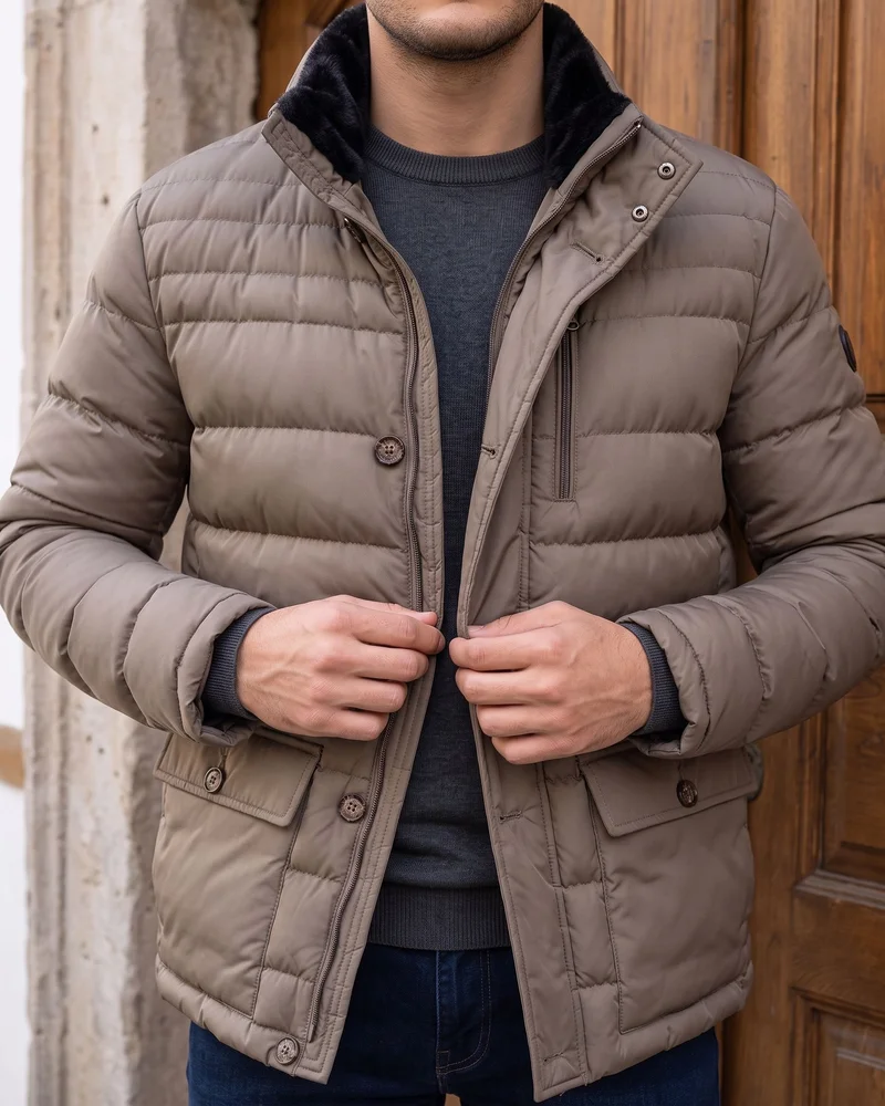 Vizon Kürk Yakalı Şişme Mont - 3