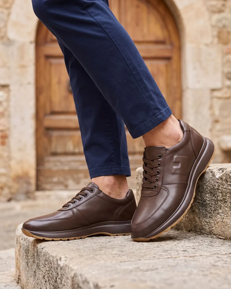 Kahve Deri Bağcıklı Comfort Ayakkabı - Beyefendi Çorum