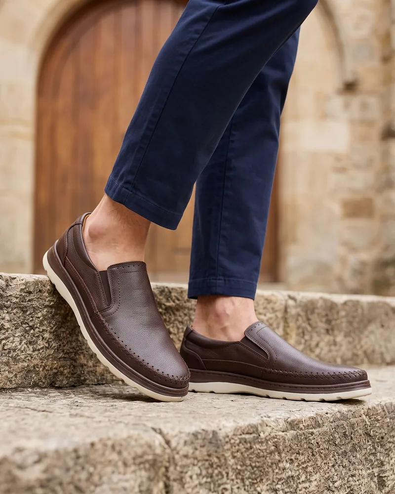 Kahve Deri Loafer - Beyefendi Çorum