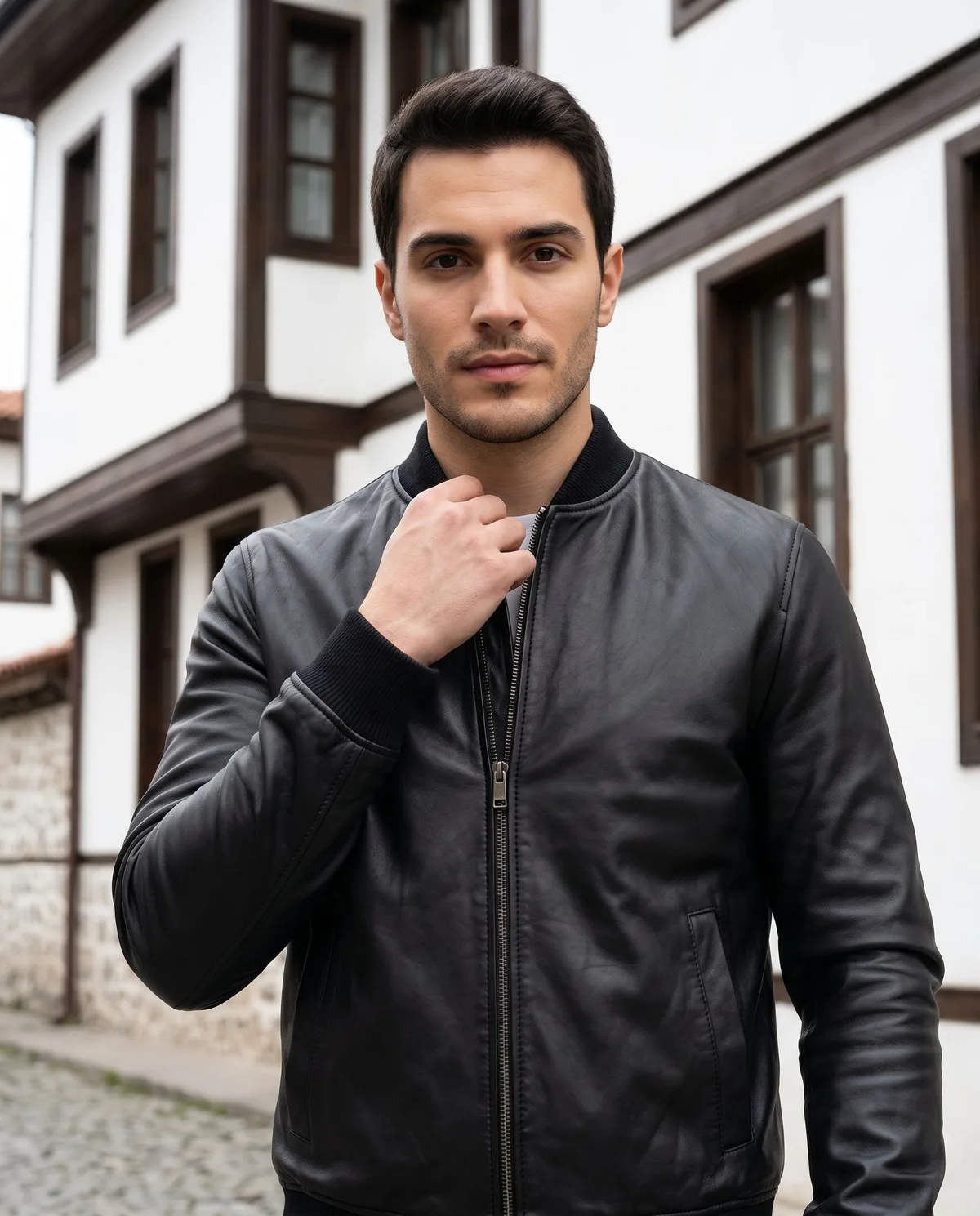 Siyah Deri Bomber Ceket - 3