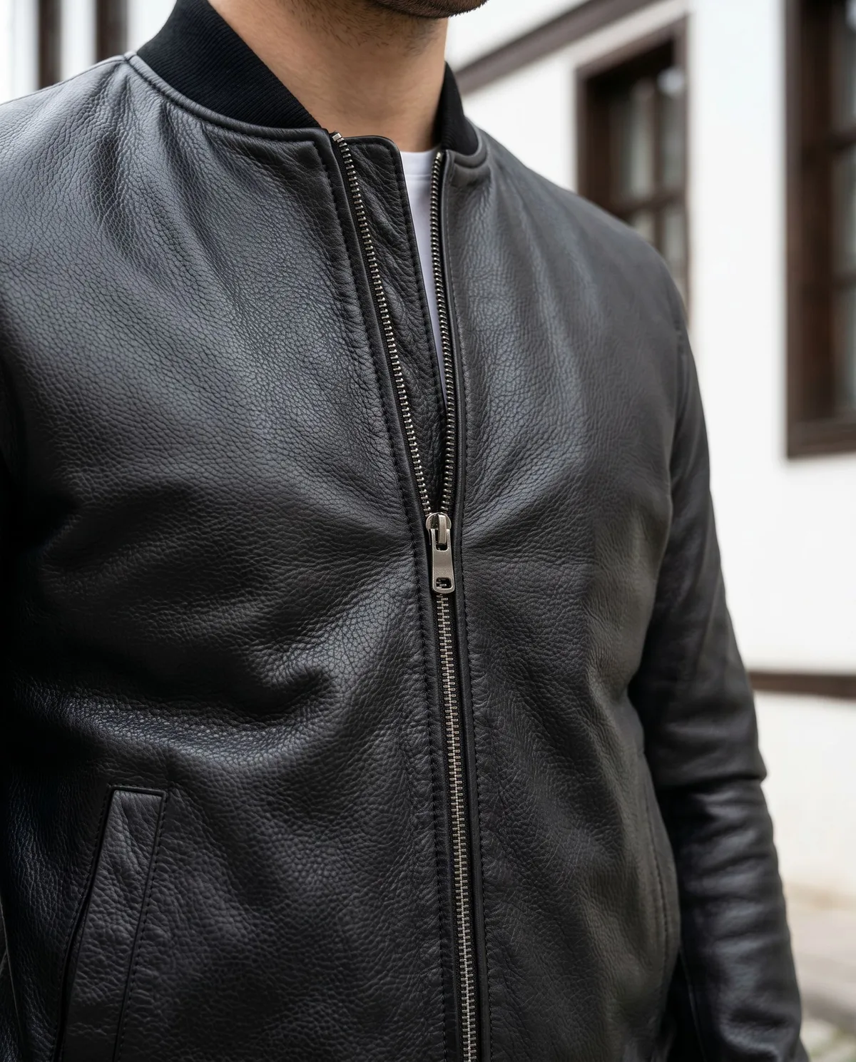 Siyah Deri Bomber Ceket - 4