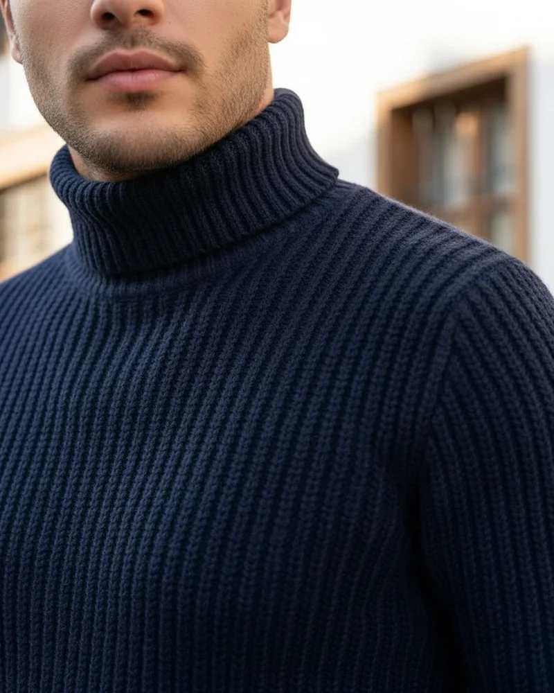 Lacivert Balıkçı Yaka Kazak - 2