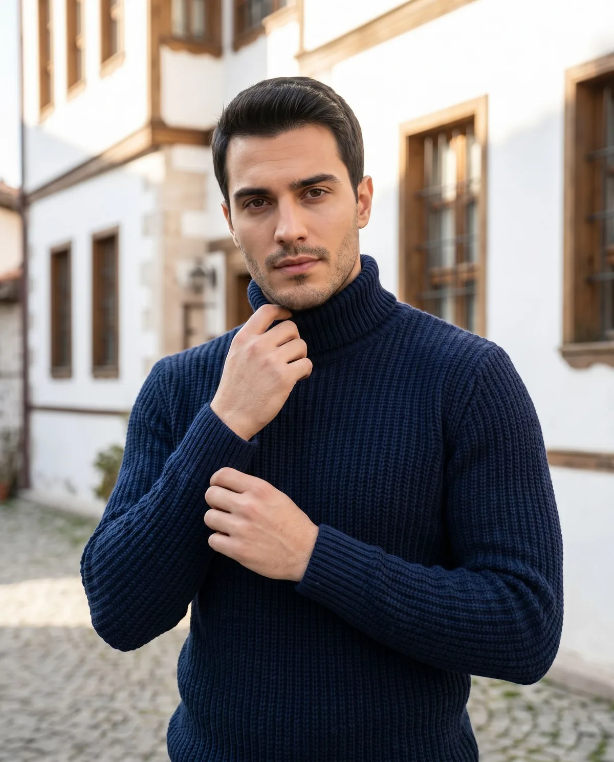 Lacivert Balıkçı Yaka Kazak - 3