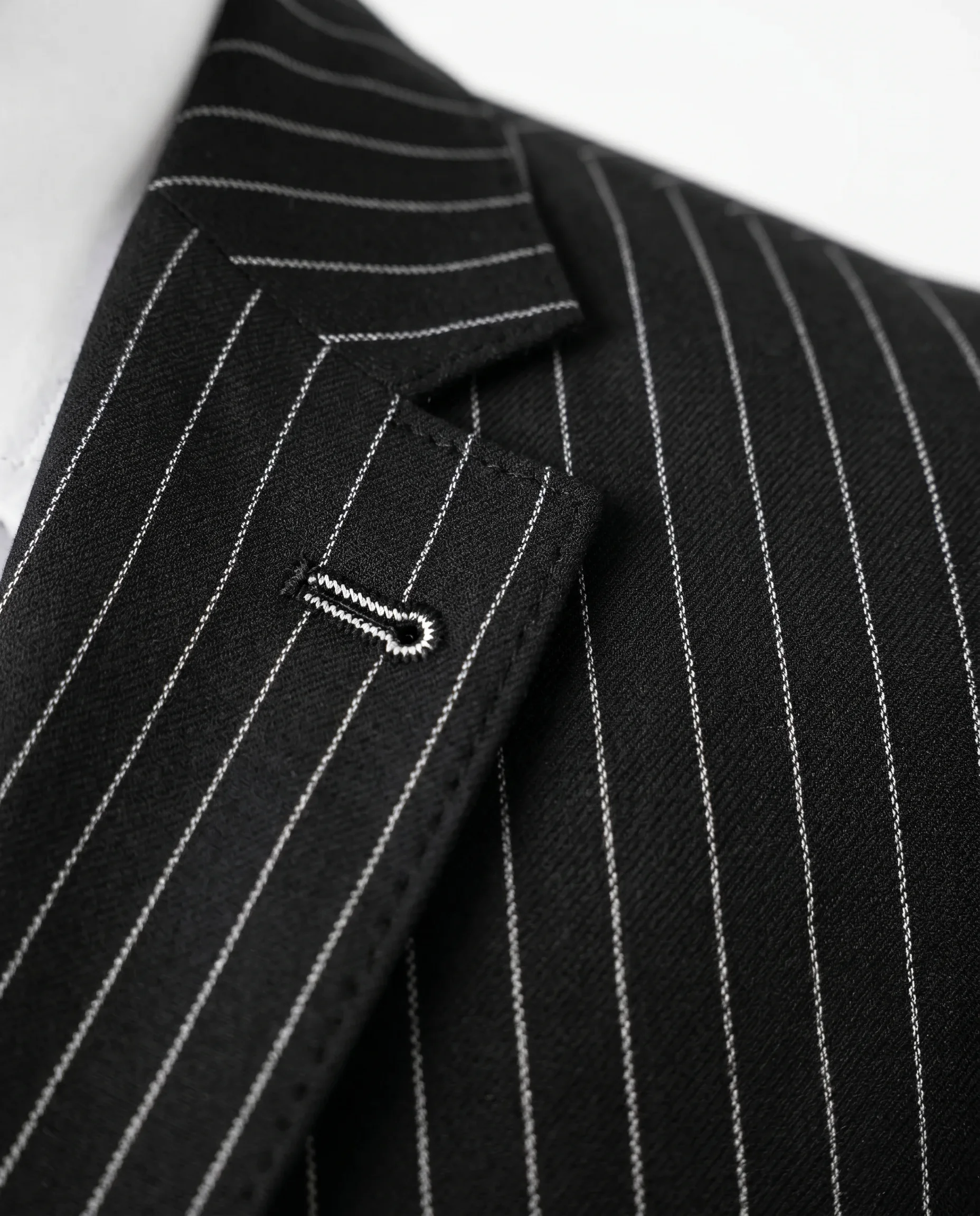 Siyah Pinstripe Takım Elbise - 2