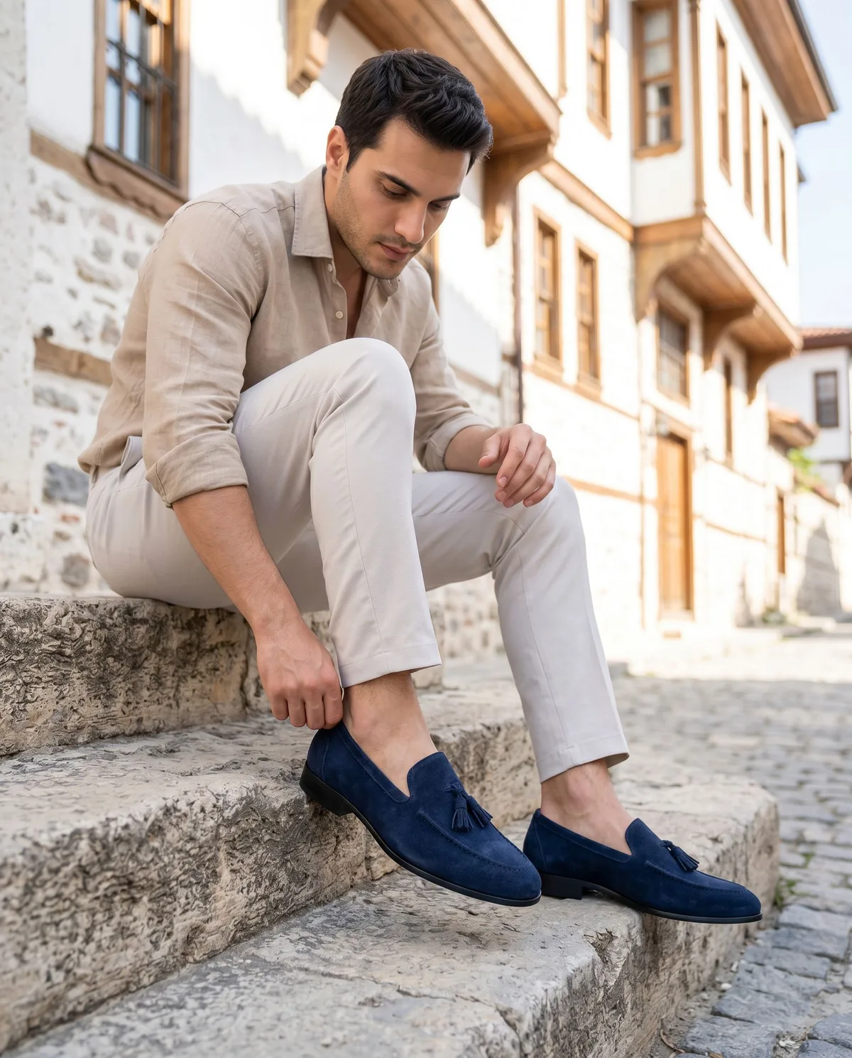 Lacivert Süet Loafer - 4