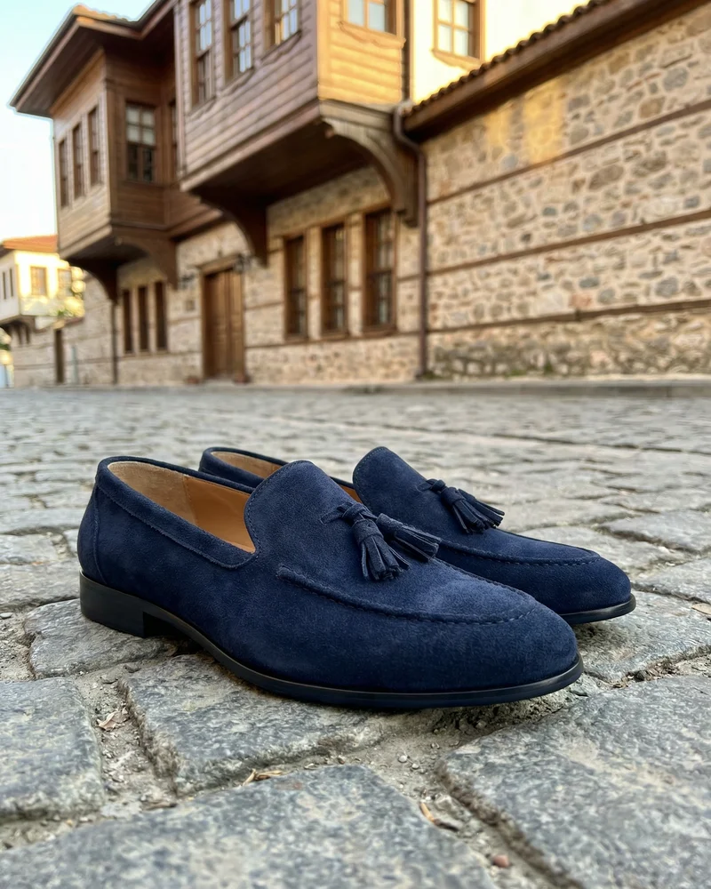 Lacivert Süet Loafer - Beyefendi Çorum
