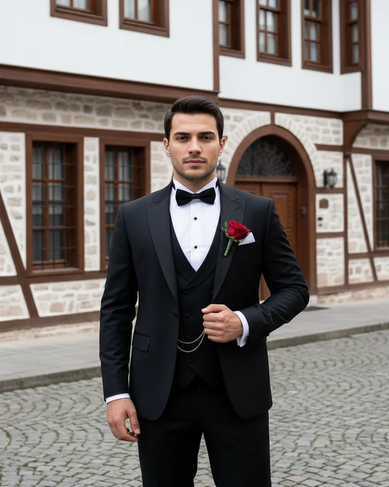 Siyah Damatlık Papyon - Beyefendi Çorum