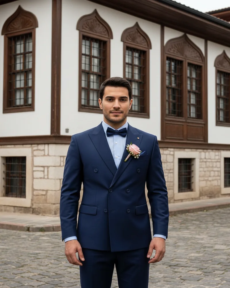 Lacivert Kruvaze Damatlık - Beyefendi Çorum