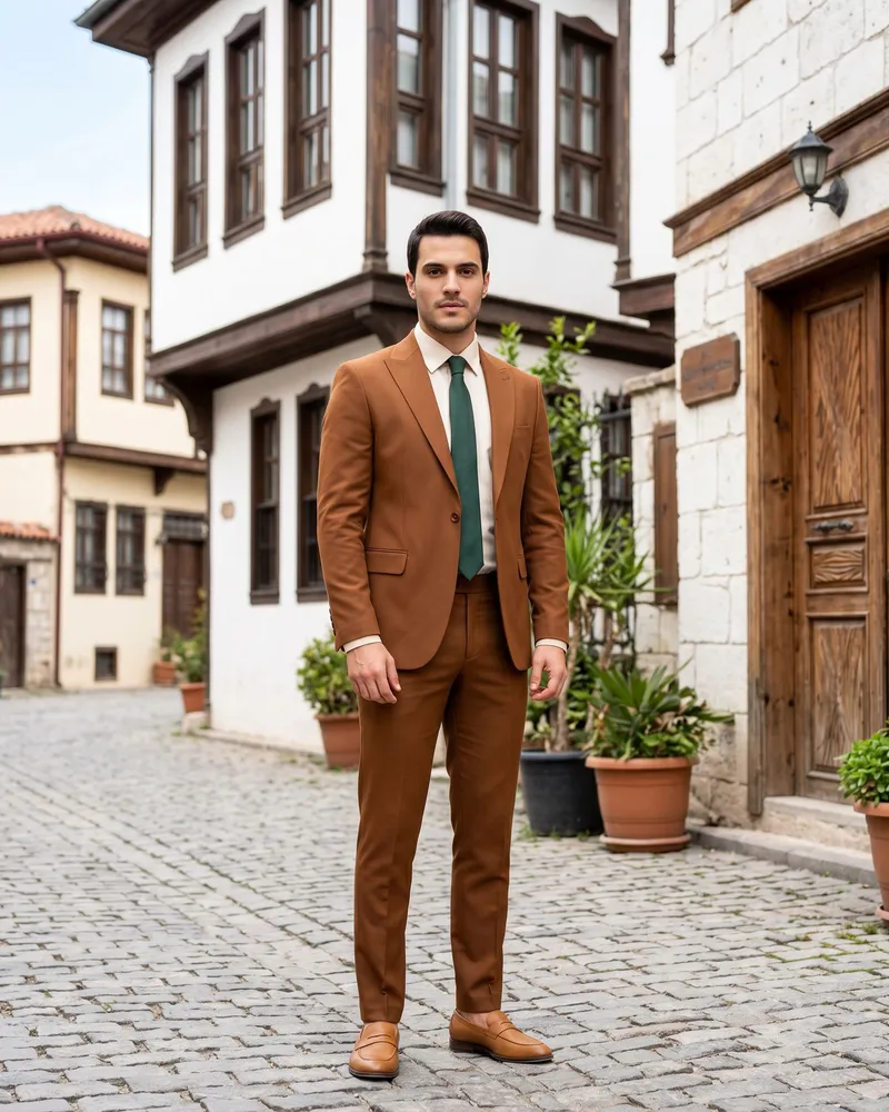 Kahve Takım Elbise Kombin - Beyefendi Çorum