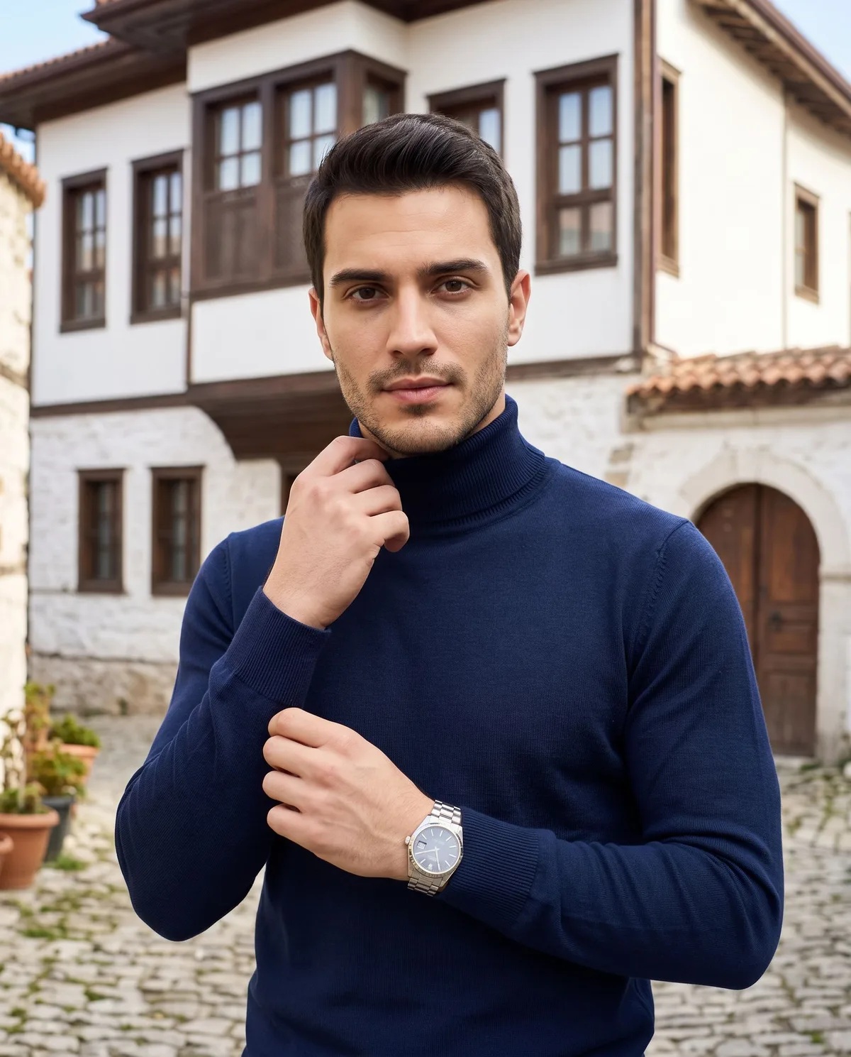 Lacivert Boğazlı Kazak Kombin - 3