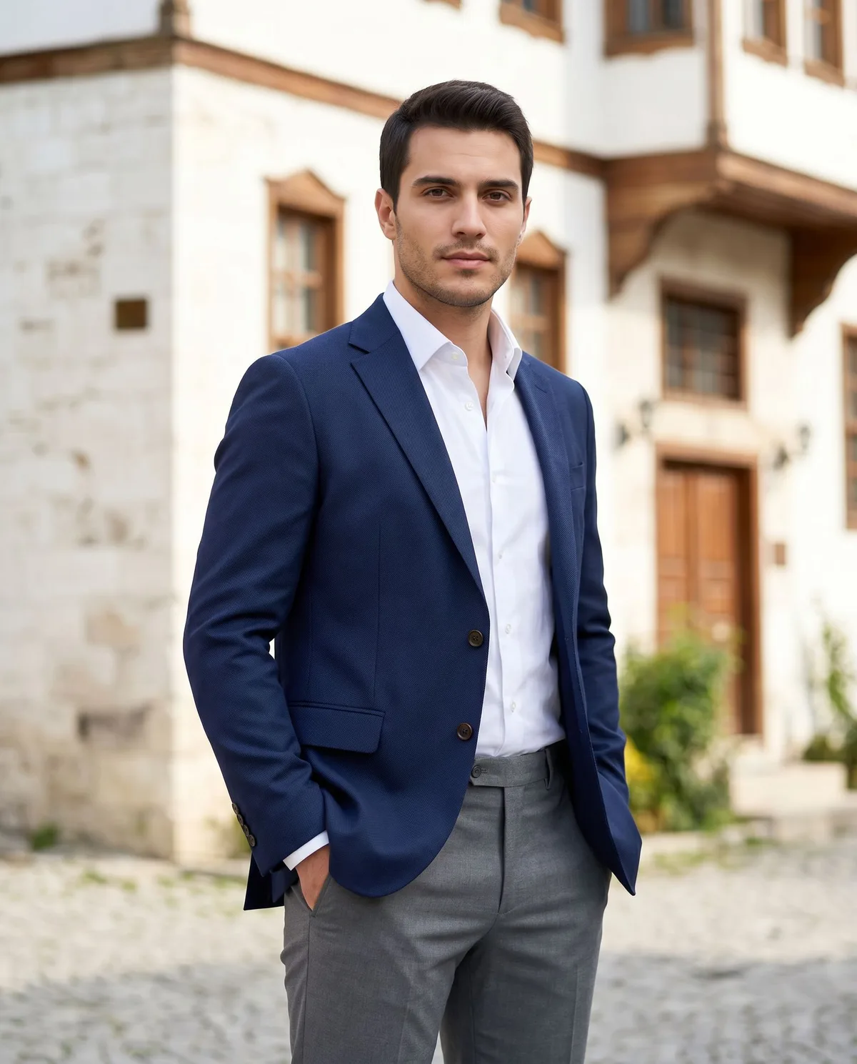Lacivert Blazer Kombin - 5