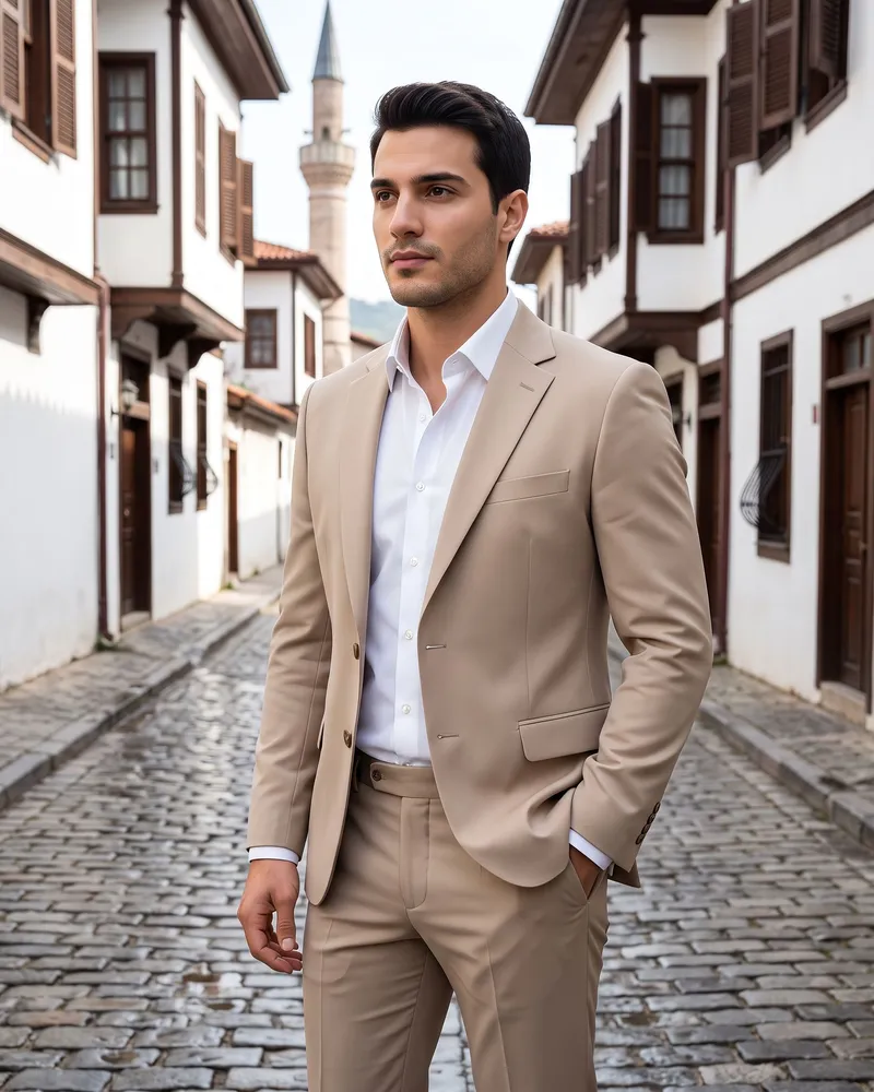 Bej Slim Fit Takım Elbise - Beyefendi Çorum