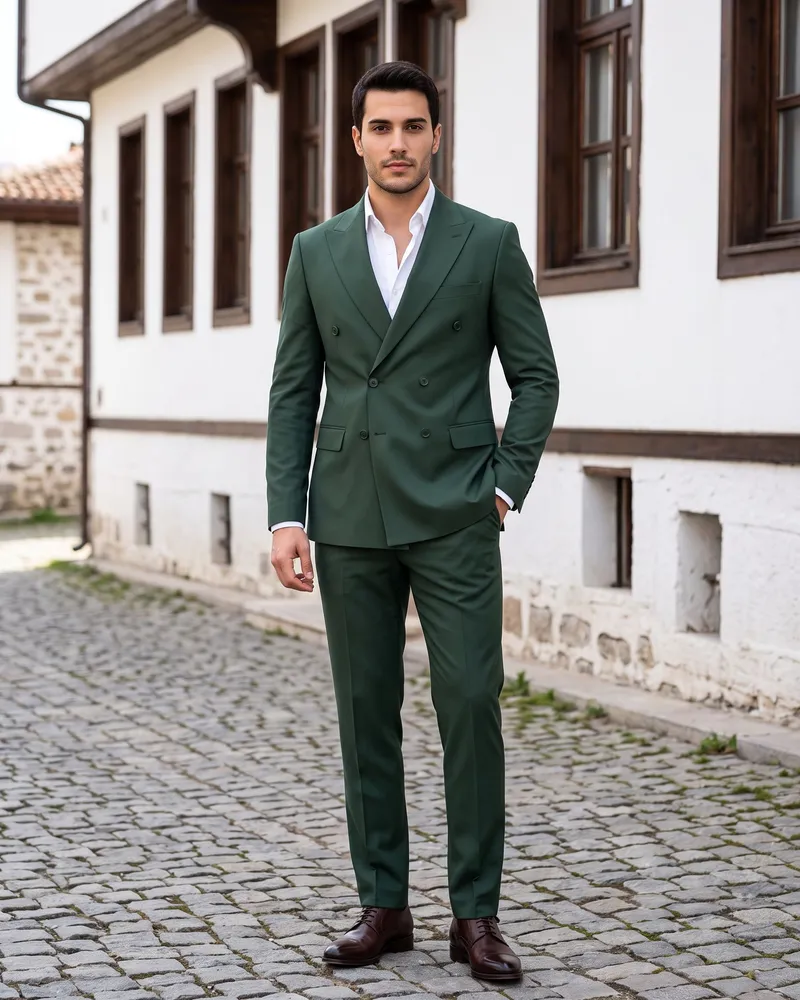 Yeşil Kruvaze Takım Elbise - 2