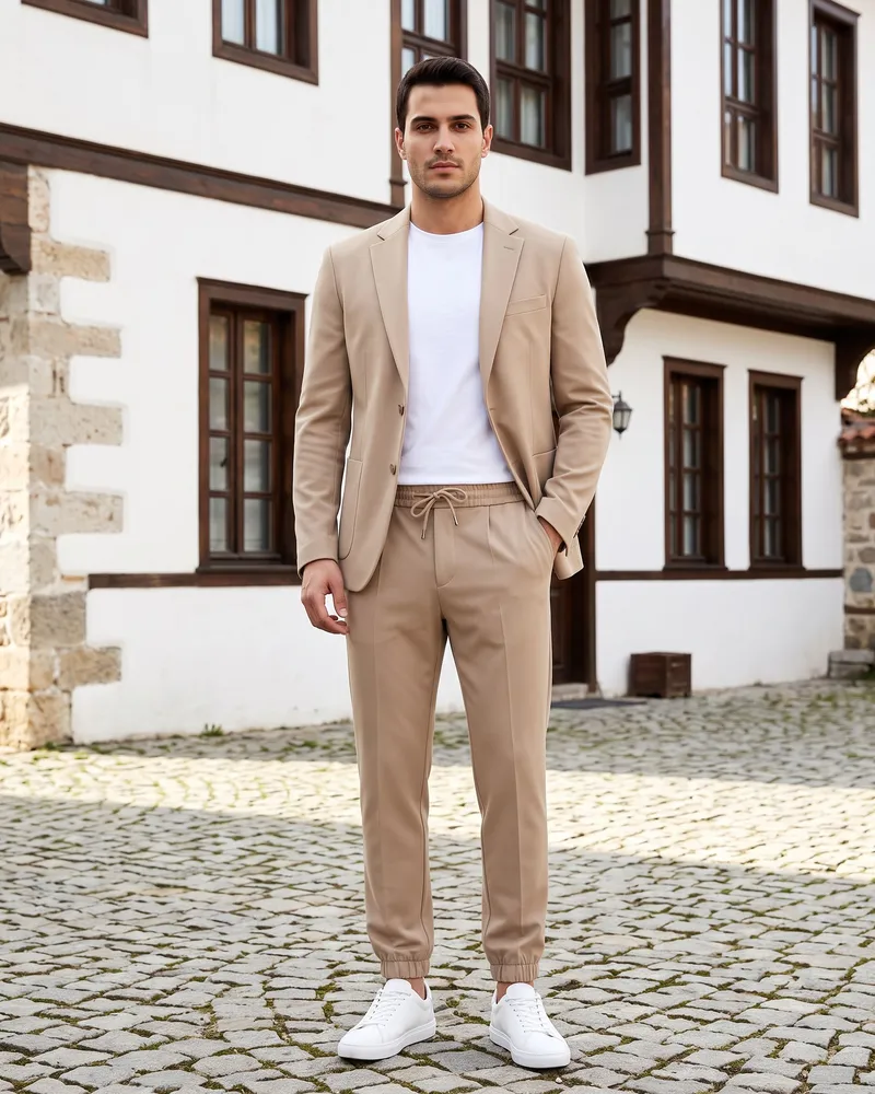Bej Jogger Pantolonlu Takım - 2