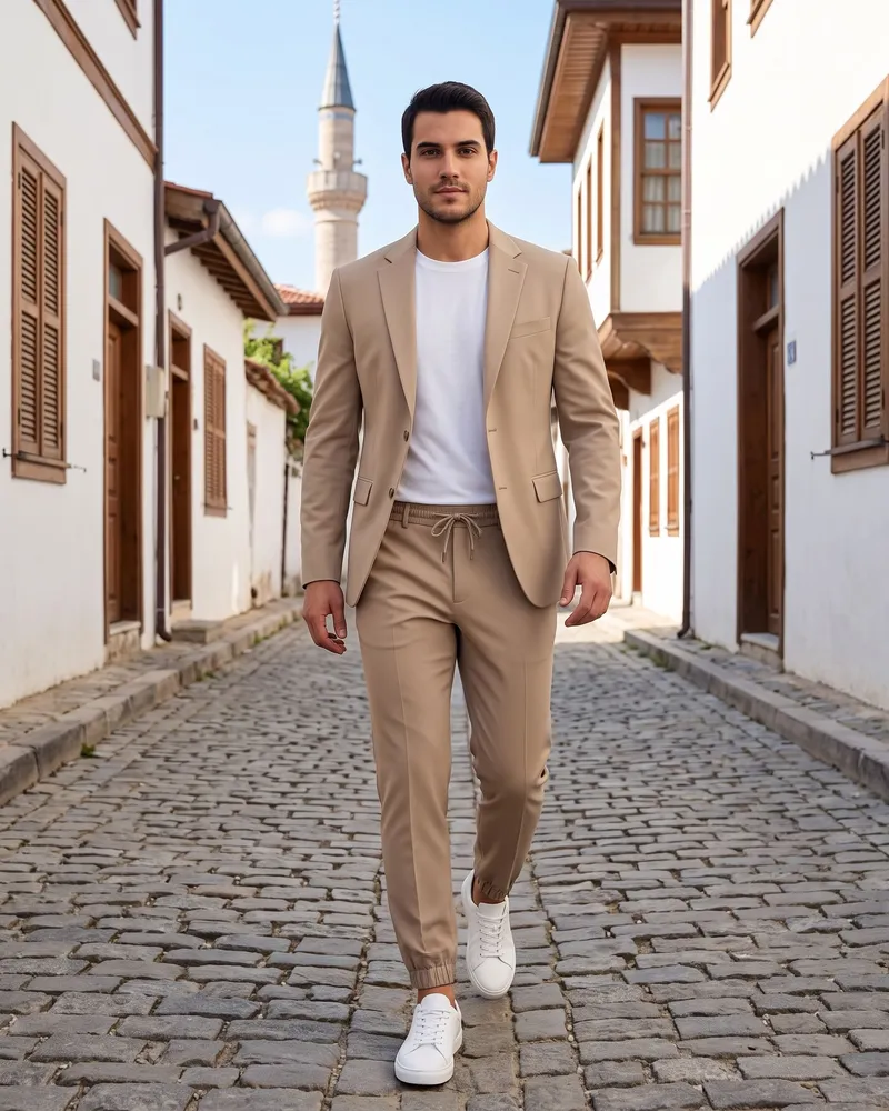 Bej Jogger Pantolonlu Takım - Beyefendi Çorum
