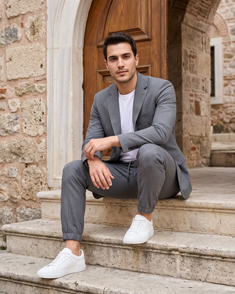 Gri Jogger Pantolonlu Takım - Beyefendi Çorum