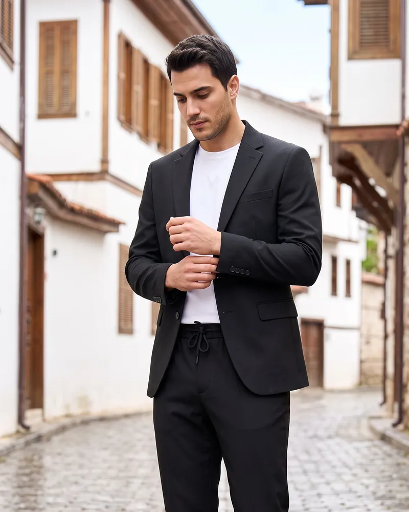 Siyah Jogger Pantolonlu Takım - Beyefendi Çorum