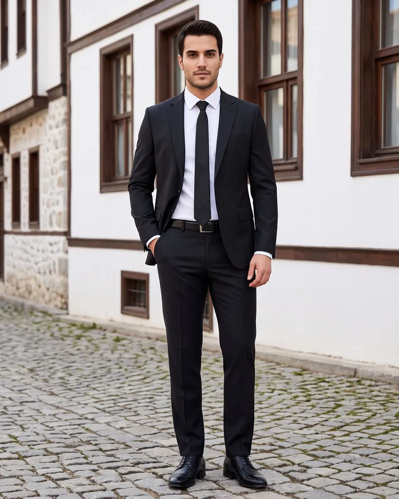 Siyah Takım Elbise Premium Set - 2