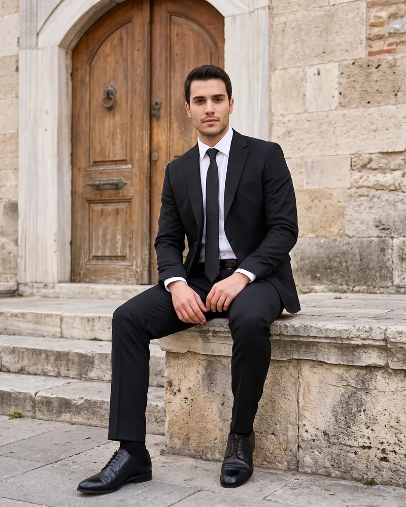Siyah Takım Elbise Premium Set - Beyefendi Çorum