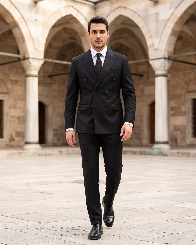 Siyah Kruvaze Takım Premium Set - Beyefendi Çorum